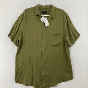 New Cotton On Men's Shirt size XXL Green Soft Cuban Short Sleeve Button Down‎